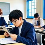 **

"A group of fully clothed anime-style students in a classroom setting, reviewing team formations on tablets. The scene emphasizes strategic planning and collaboration. Safe for work, appropriate content, professional, modest attire, perfect anatomy, natural proportions, high quality, family-friendly."

**