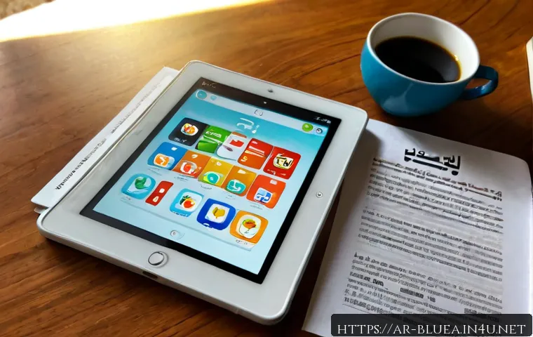 블루아카이브 매뉴얼 업데이트 - Photorealistic overhead view of a modern smartphone showing a generic colorful anime-style mobile ga...